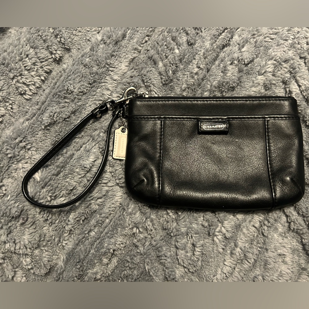 Coach Black Leather Wristlet